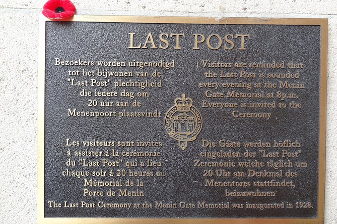Flanders World War I Battlefields Private Tour from Brussels - Ypres Time, Lunch on Your Own, and Menin Gate Memorial