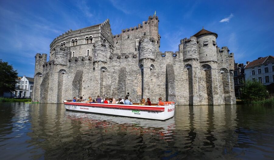 Ghent: 40 Minute Medieval Center Guided Boat Tour - Gravensteen (Castle of the Counts) from the canal side